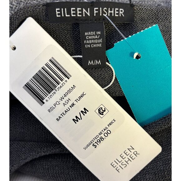 Eileen Fisher Bateau Neck Blouse Gray M - Picture 5 of 5